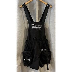 Smoke Rise Black Cargo Short Overalls Size Small